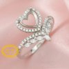 6MM Halo Heart Prong Ring Setttings Crown Love Memory Jewelry Solid 14K 18K Gold DIY Ring Blank Wedding Band with Moissanite 1294368-1