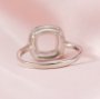 Keepsake Breast Milk Resin Square Cushion Halo Ring Settings Solid 14K Gold Ring with 1MM Birthstone Diamond Moissanite Sapphire DIY Prong Ring Bezel Supplies 1294276