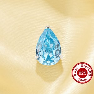 Minimalist Solitaire Pear Pendant With 8x12MM Pear Sky Blue Topaz Gemstone,Solid 925 Sterling Silver Pendant Charm,November Birthstone Pendant 6130055