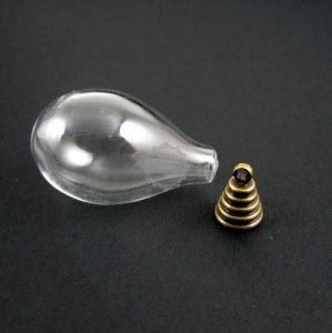 5pcs 20x30mm vintage brass bronze bail glass vial pendant wish bottle bulb charm DIY findings 1810148