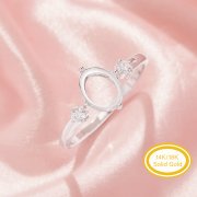 Oval prongss Ring Settings,Solid Solid 14K 18K Gold Ring with Moissanite Stones,Three Stone DIY Ring Supplies For Gemstone 1222156