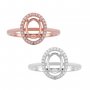 6x8MM Oval Prong Ring Settings,Solid 925 Sterling Silver Rose Gold Plated Ring,Halo Pave CZ Stone Bezel Ring,DIY Ring Bezel Supplies 1224188