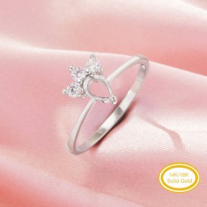 4x6MM Pear Prong Ring Settings,Crown Solid 14K 18K Gold Ring,Vintage Styles Pear Ring,DIY Ring Supplies For Gemstone 1295095
