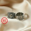 1Pcs 8X10MM Oval Cabochon Bezel Steam Punk Antiqued Solid 925 Sterling Silver Adjustable Ring Settings 1223092