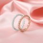 Dainty Moissanite Diamond April Birthstone Stackable Ring Wedding Engagement Full Band Antiqued Eternity Ring Rose Gold Plated Solid 925 Sterling Silver 1294257
