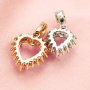 6-8MM Halo Heart Pendant Prong Settings Solid 14K Gold with Moissanite Accents Charm Bezel 1431118-1