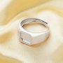 9MM Square Bezel Ring Settings Solid Back Breast Milk Resin 925 Sterling Silver DIY Men's Adjustable Ring 1294222