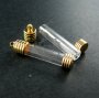 5pcs 6x27mm transparent tube glass bottle 3mm mouth 14K light gold plated bail perfume vial pendant wish charm DIY supplies 1850213
