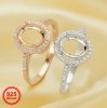 6x8MM Oval Prong Ring Settings,Solid 925 Sterling Silver Rose Gold Plated Ring,Halo Pave CZ Stone Bezel Ring,DIY Ring Bezel For Gemstone 1224168