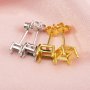 4-8MM Princess Cut Square Prongs Studs Earrings Settings Solid 14K/18K Gold for Gemstone DIY Supplies 1706023-1