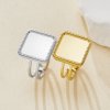 Keepsake Breastmilk Stainless Steel Square Bezel Adjustable Ring Settings, Gold Plated 304L Ring,0.5MM Deep DIY Ring Supplies 1294774