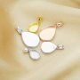 Breast Milk Resin Pear Solid Back Pendant Bezel Settings,Solid 925 Sterling Silver Rose Gold Plated Pendant,DIY Memory Jewelry Supplies 1431138