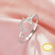 Rectangle Prong Ring Settings,Solid 14K 18K Gold Ring,Tree Branch Leaf Art Deco Rectangle Ring,DIY Ring Supplies For Gemstone 1295101