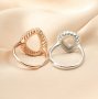 Pear Prong Ring Blank Settings Double Halo Bezel Solid 925 Sterling Silver Rose Gold Plated Adjustable Ring Band for Gemstone 1294316