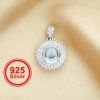 15MM Round Birthstone Charm with 8MM Sky Blue Topaz Cabochon,Solid 925 Sterling Silver Charm,November Birthstone Pendant,DIY Jewelry Supplies 1411320