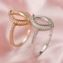Keepsake Breast Milk Marquise Halo Prong Ring Settings Resin Solid 14K Gold Moissanite Accents DIY Ring Blank Band 1294235-1