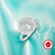 Round Pin Ring Settings For Half Drilled Pearl Bead,Solid 925 Sterling Silver Ring For Half Drilled Beads,Art Deco Round Ring,DIY Ring Supplies 1212133