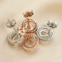 4x6MM Halo Pear Prongs Studs Earrings Settings Solid 925 Sterling Silver Rose Gold Plated Bezel for Faceted Gemstone DIY Supplies Findings 1706095
