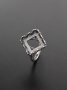 1Pcs 12MM Antiqued Style Solid 925 Sterling Silver Square Cabochon Flower Bezel Adjustable Ring Settings DIY Jewelry Supplies 1294143