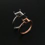 1Pcs 3-8MM Square Prong Ring Settings Blank Rose Gold Plated Solid 925 Sterling Silver DIY Bezel Tray for Gemstone 1294200