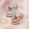 14K Solid Gold Heart Prong Pendant Settings for Gemstone with Moissanite Accents Keepsake Breast Milk DIY Supplies 1431108-1