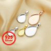 8x10MM Breast Milk Resin Pear Solid Back Bezel Settings Rose Gold Plated 925 Sterling Silver Pendant Memory Jewelry Supplies 1431138