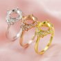 Keepsake Breast Milk Resin Round Flower Prong Ring Settings Solid 14K Gold Ring Moissanite DIY Prong Ring Bezel Supplies 1210112-1