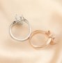 Oval Prong Ring Blank Settings Flower Leaf Bezel Solid 925 Sterling Silver Rose Gold Plated Adjustable Ring Band for Gemstone 1224111