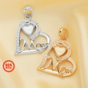 5MM Bezel Keepsake Breast Milk Resin Heart Pendant Settings,Solid 925 Sterling Silver Rose Gold Plated Pendant,Mom Pendant,DIY Memory Jewelry Supplies Overall Size 18MM 1431223