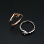 1Pcs 3-5MM Round Bezel Simple Bypass Shank Rose Gold Plated Solid 925 Sterling Silver Adjustable Prong Ring Settings for Gemstone 1210069