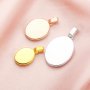 Keepsake Breast Milk Oval Solid Back Pendant Bezel Settings,Solid 14K 18K Gold Charm,DIY Memory Jewelry Supplies 1421205