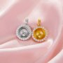 Keepsake Breast Milk Resin Ball Round Pin Pendant Settings for Half Drilled Pearl Bead,Solid 14K 18K Gold Pendant Charm,Moissanite Art Deco Pendant 1411463