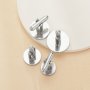 Round Stainless Steel Cuff links Bezel Settings,Customized DIY Photo Cufflinks,DIY Resin Wedding Cuff Links Blank Supplies 1500174
