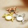 8MM Breast Milk Resin Round Solid Back Bezel Settings Full Moon Rose Gold Plated 925 Sterling Silver Pendant Memory Jewelry Supplies 1411312