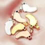 10x15MM Baby Footprint Keepsake Breast Milk Bezel Settings for Resin with Nature Birthstone Solid 14K Gold DIY Pendant Bezel 1431123-1