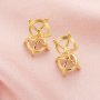 6MM Round Simple Prongs Studs Earrings Settings,Screwe Off Double Sides Bezels.Solid 14K Gold Earrings,DIY Earrings Supplies 1705075