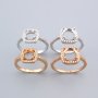 6-8MM Round Halo Prong Ring Settings Solid 925 Sterling Silver Rose Gold Plated Set Size DIY Ring Bezel for Gemstone Supplies 1210101
