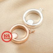 10MM Round Full Moon Circle Charm Rose Gold Plated Solid 925 Sterling Silver DIY Pendant Supplies 1411311