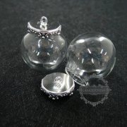 6pcs round vintage style silver bulb vial glass bottle with 25mm open mouth DIY pendant charm supplies 1820285