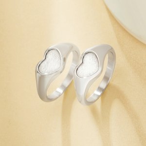 6x9MM Keepsake Breast Milk Resin Heart Bezel Ring,316L Stainless Steel Resin Silver Ring,DIY Ring Blank Supplies 1295035