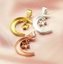 16MM Moon Star Mother Baby Keepsake Breast Milk Bezel Settings for Resin Solid 14K Gold DIY Pendant Bezel 1431120-1