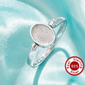Keepsake Breast Milk Resin Doble Side Oval Bezel Ring Settings,Solid 925 Sterling SilverRing,Minimalist Oval Ring,Rotate Ring,DIY Ring Supplies 1222132