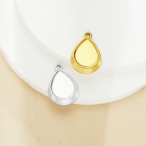 10x12MM Keepsake Breast Milk Resin Pear Bezel Pendant Settings,Minimalist Stainless Steel Pendant Charm,DIY Pendant Blank Supplies 1431539