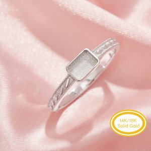 4x6MM Keepsake Breast Milk Resin Rectangle Bezel Ring Settings,Solid 14K 18K Gold Ring,Minimalist Rectangle Ring,Solid Back Ring,DIY Ring Supplies 1295049