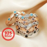 Curved Keepsake Breast Milk Resin Ring Settings,Half Band Eternity Birthstone Ring,Solid 925 Sterling Silver Ring, Alexandrite Turquoise Black Stackable Ring,1294453