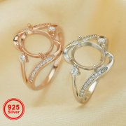 8x10MM Oval Prong Ring Settings,Bypass Solid 925 Sterling Silver Rose Gold Plated Ring,Art Deco Ring,DIY Ring Supplies For Gemstone 1224171