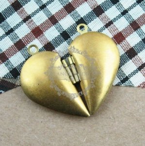 5pair 29MM raw copper lovers\' heart locket pendant,vintage heart lovers\' locket pendant1131023