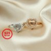 6-8MM Halo Heart Prong Ring Settings Solid 925 Silver Rose Gold Plated DIY Adjustable Ring Bezel for Gemstone Supplies 1294237