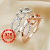 6MM Round Prong Ring Settings,Solid 925 Sterling Silver Rose Gold Plated Ring,Art Deco Bezel Ring Band,DIY Wedding Ring Supplies 1215037
