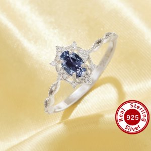 4x6MM Oval Color Change Simulated Alexandrite Dainty Ring,June Birthstone Solid 925 Sterling Silver Ring,Pave CZ Stone Ring 6220348